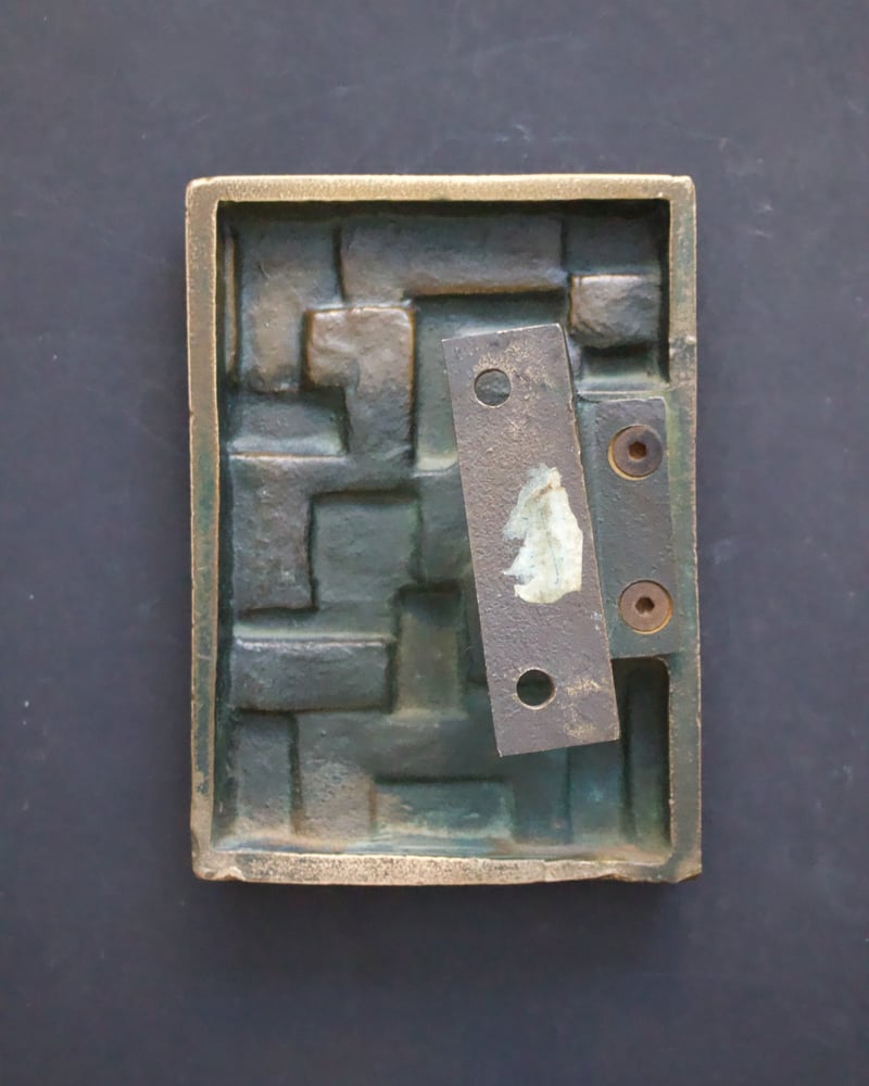 Image of Brutalist Bronze Door Handle and Fittings with Geometric Design I