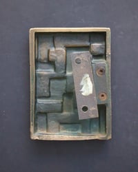 Image 3 of Brutalist Bronze Door Handle and Fittings with Geometric Design I