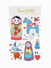 Image 1 of Rosie Wonders Temporary Tattoos Russian Doll (girls) 