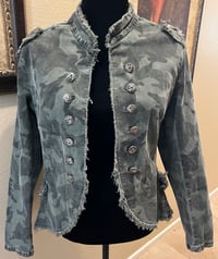 Image 3 of Vintage Green Camo Print Jean Jacket Led Zeppelin