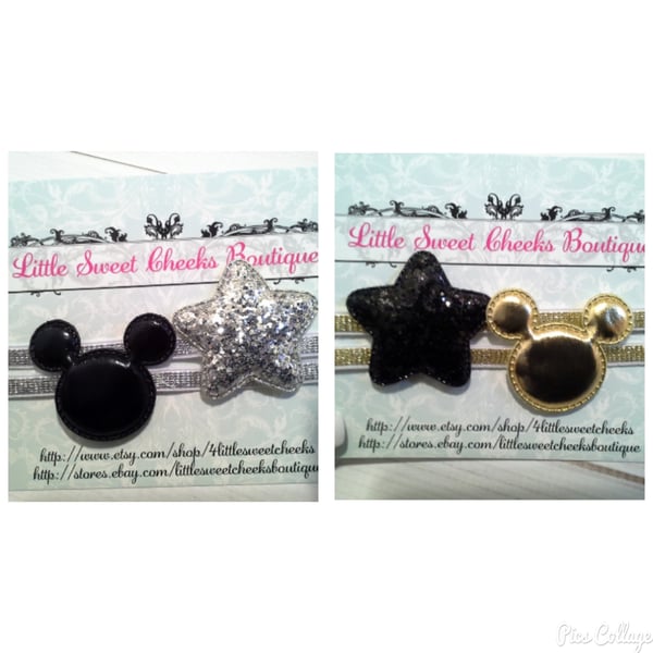 Image of ROCK BOTTOM BLOWOUT Mickey Head or Sequin Star on Silver or Gold Headbands