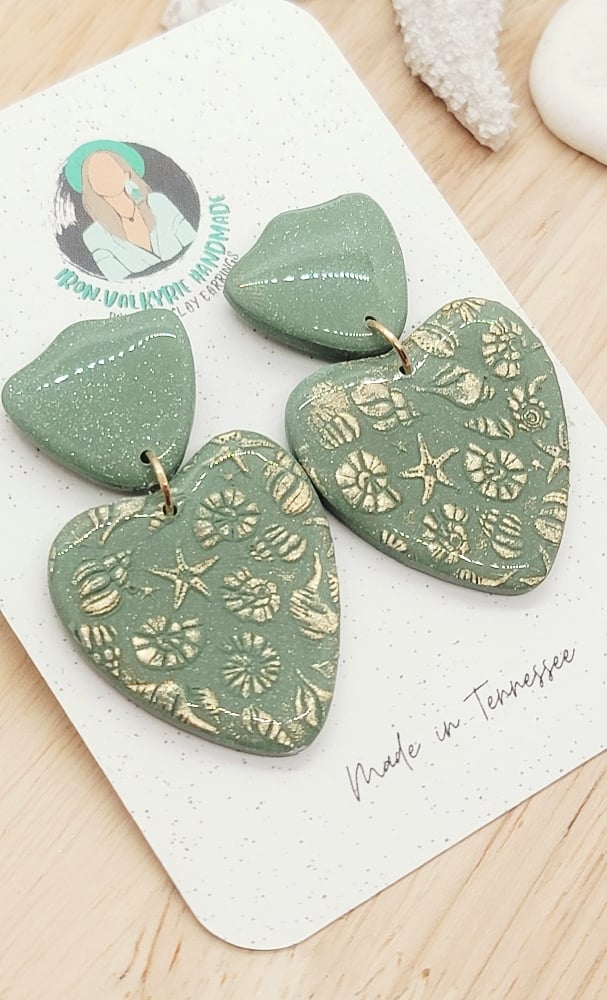 Image of Sage Seashell Dangles