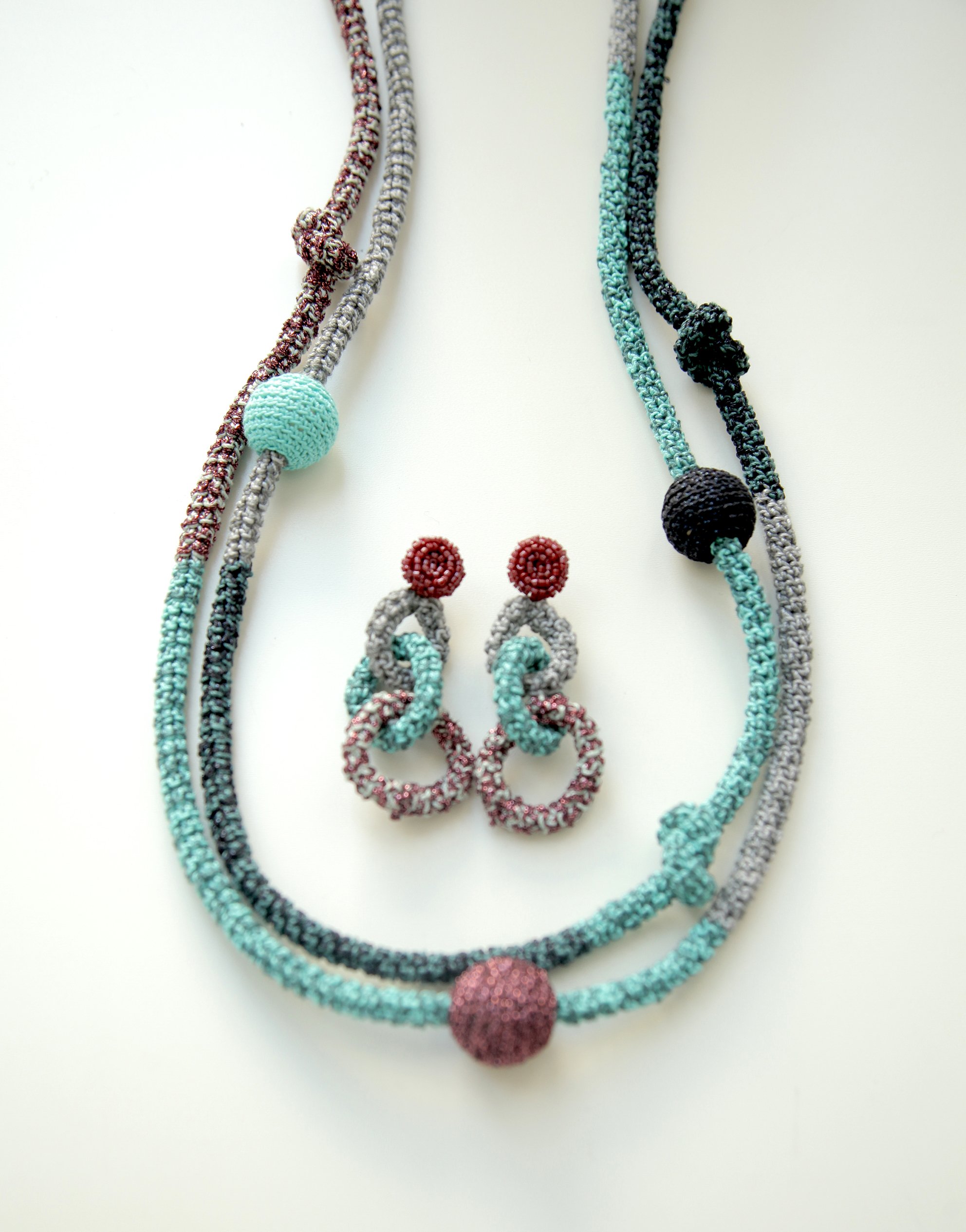 Image of Turquoise-Purple Bonded Together earrings