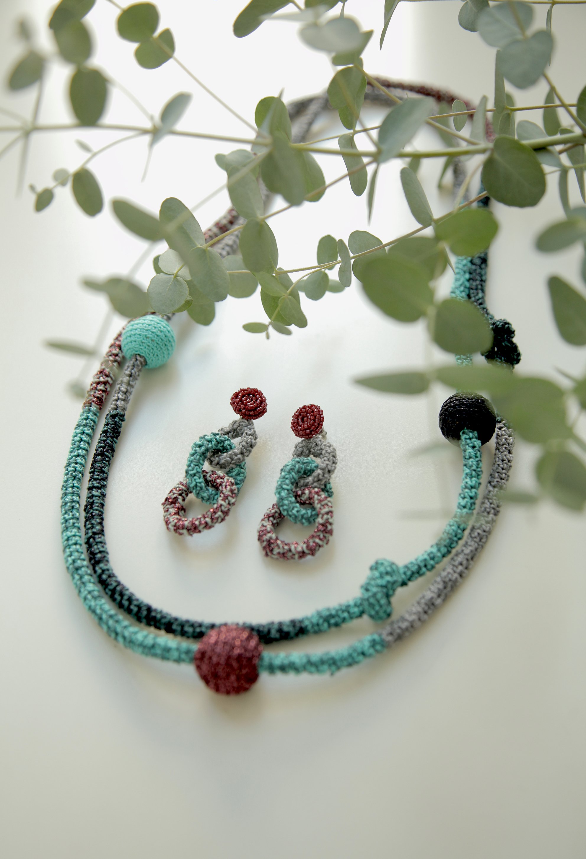 Image of Turquoise-Purple Bonded Together earrings