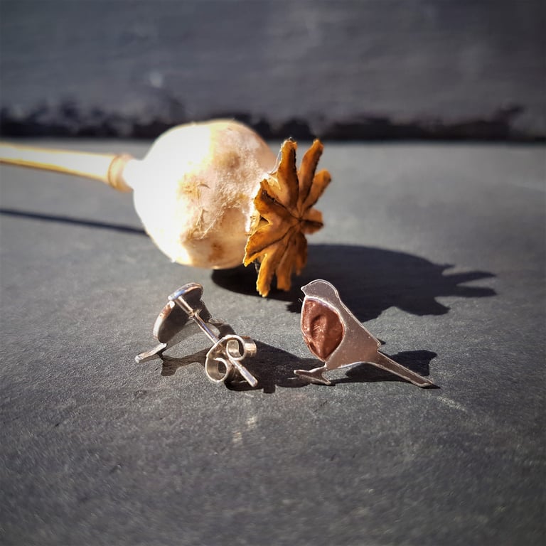 Robin Earrings in Silver & Copper Image 2