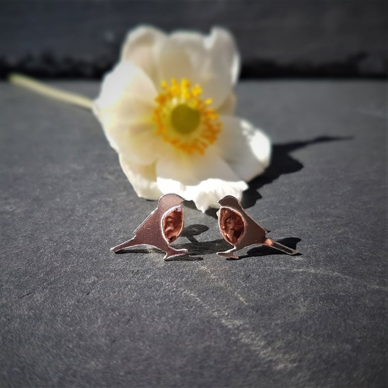 Robin Earrings in Silver & Copper Image 5