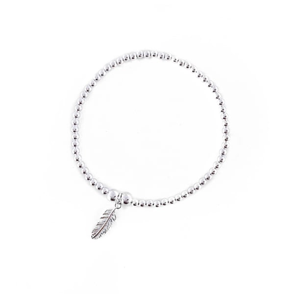 Image of Sterling Silver Feather Charm Bracelet
