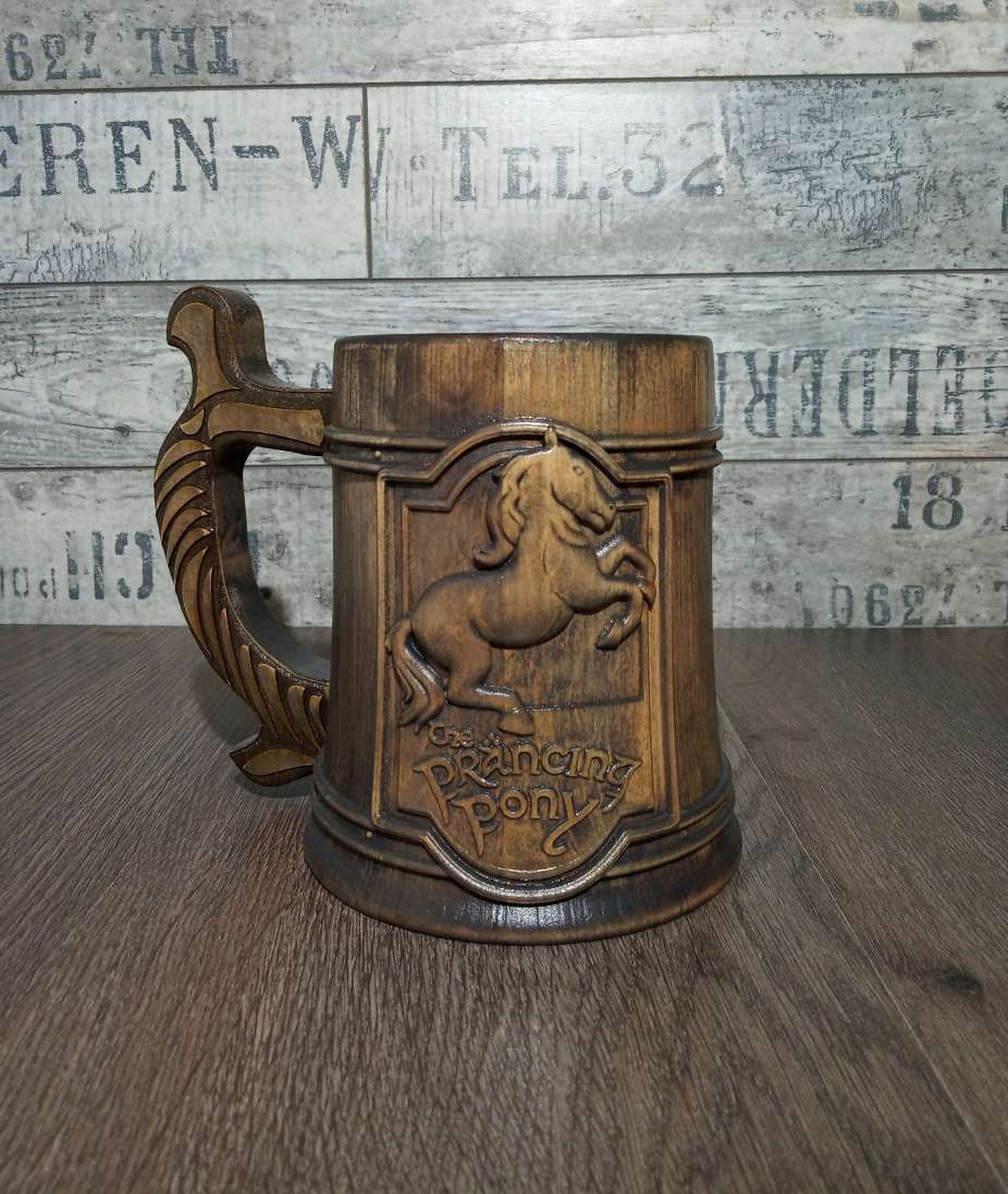 Prancing Pony Wooden Beer Mug