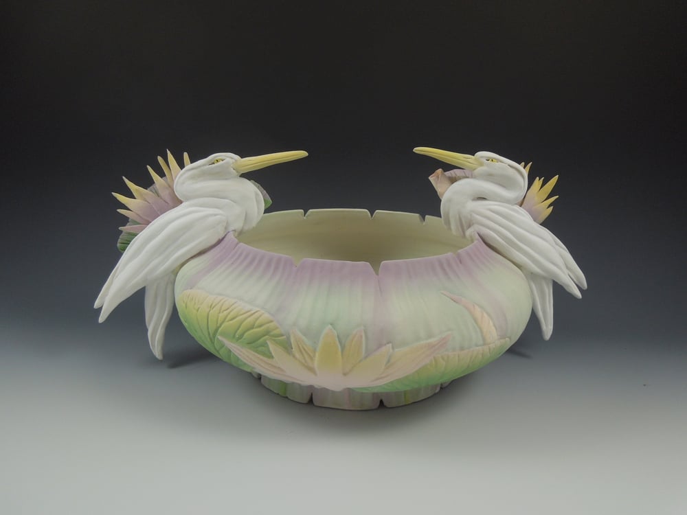 Image of Two Heron Lotus Vessel