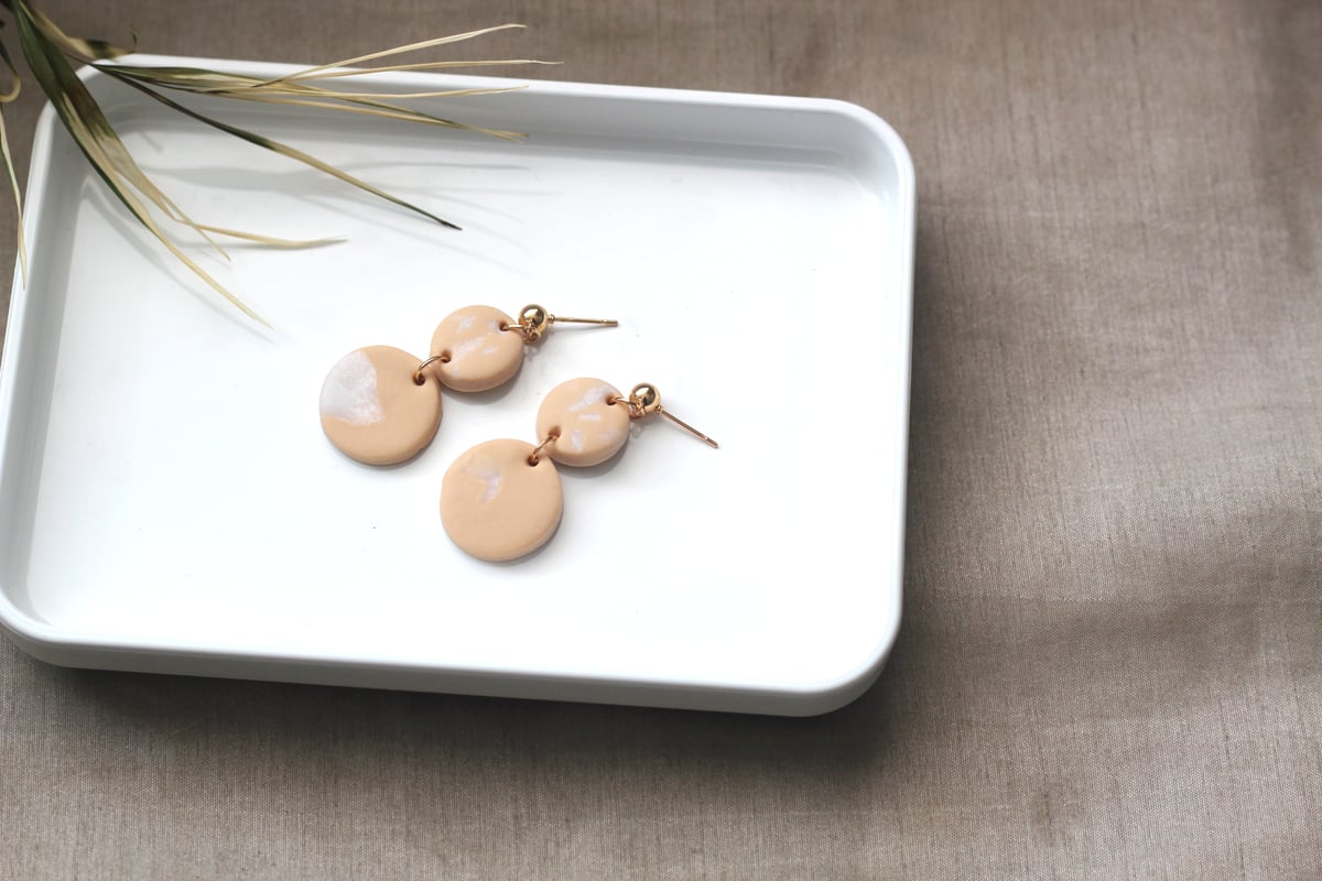 Image of NALAH \\ Peach And Gold Dangle Drop Earrings