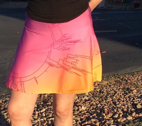 Image of Ombre circular phylogeny skater skirt