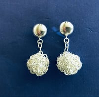Silver brillo ball earrings