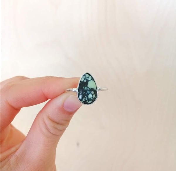 Image of American Turquoise ring with signature band