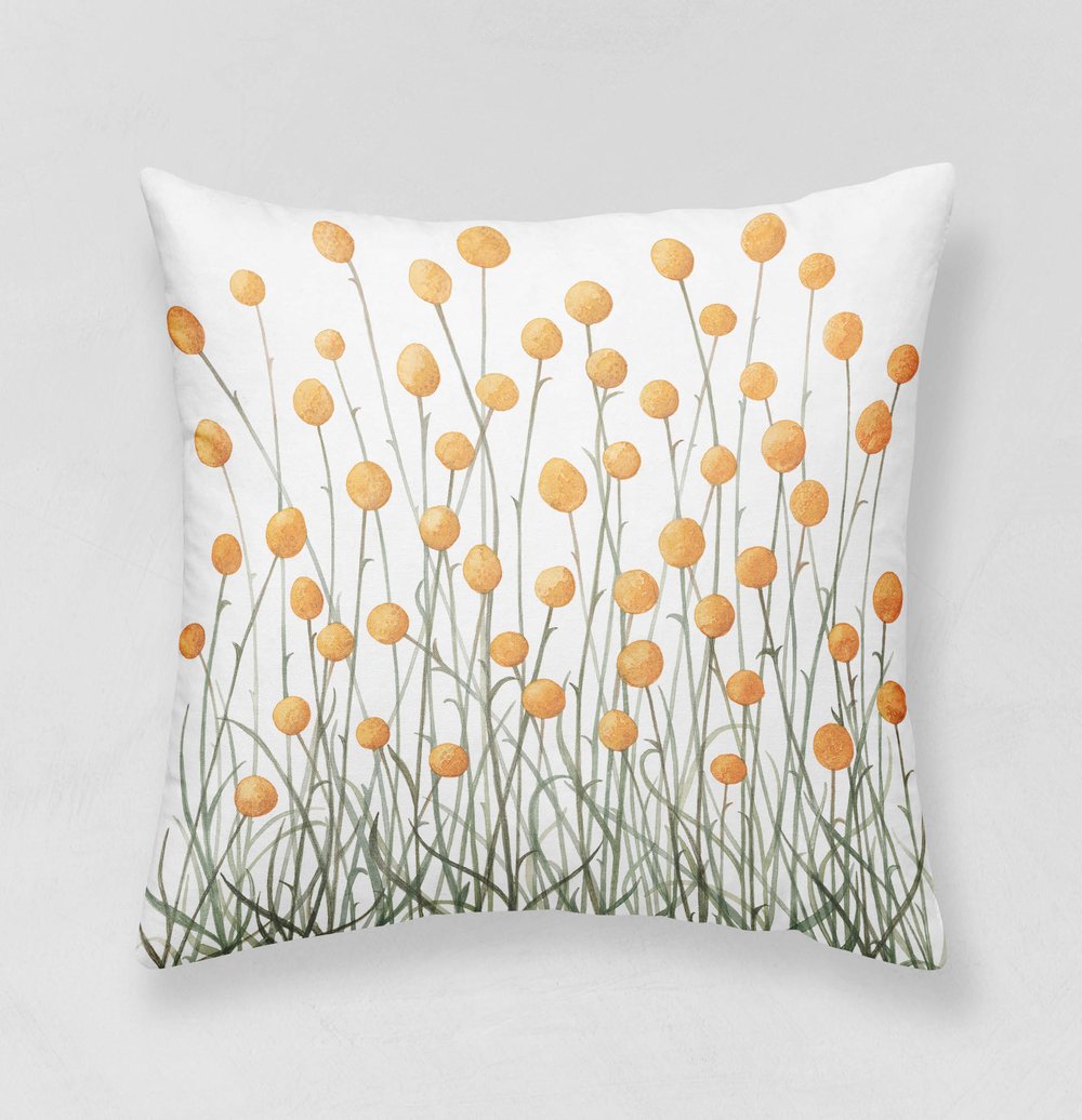 Image of Billy Buttons Belgian Cotton/Linen Cushion