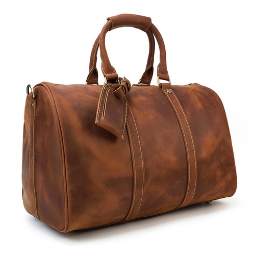 Image of Handcrafted Genuine Leather Travel Bag, Duffle Bag, Overnight Bag, Weekender Bag XK12027