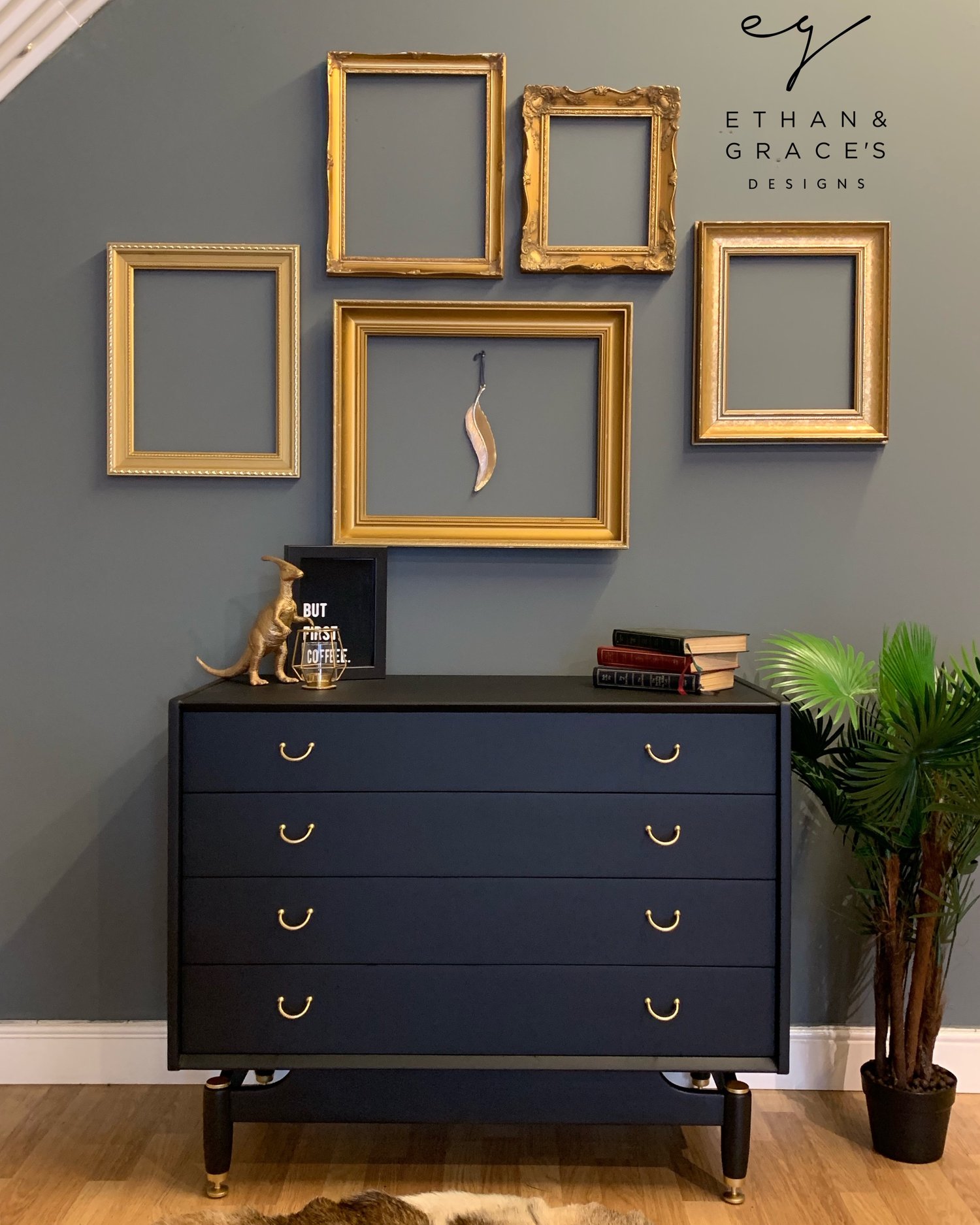 Image of Black & Gold G Plan Tola chest of drawers 