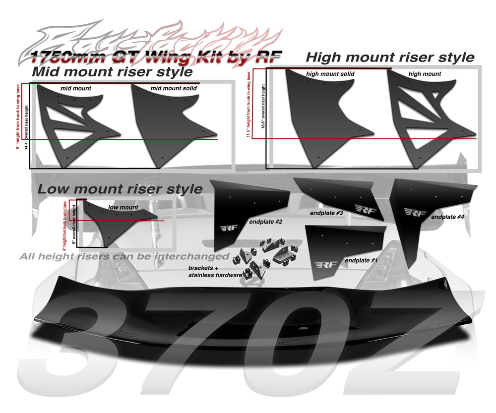 Image of Nissan 370Z Z34 Raysfactory 1750mm FRP GT Wing Kit