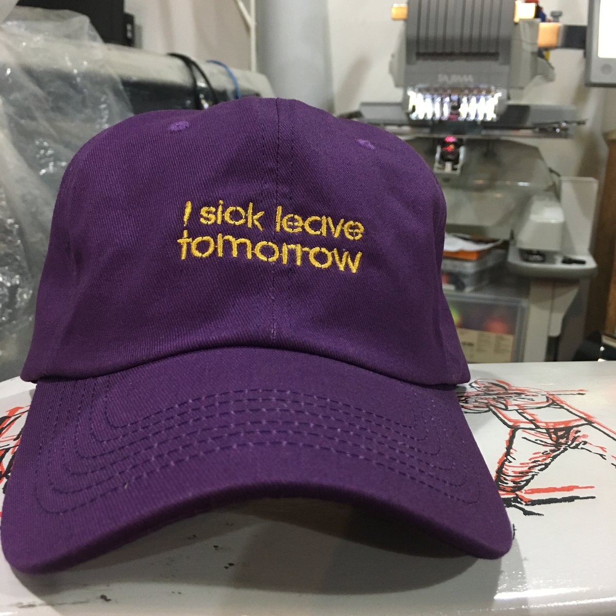 Image of I SICK LEAVE TOMORROW DAD HAT (Purple) (