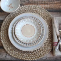 Image 4 of Handmade Dinnerware Set - Rustic Pottery White Ceramic Plates, Made in USA
