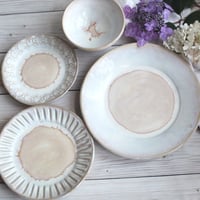 Image 5 of Handmade Dinnerware Set - Rustic Pottery White Ceramic Plates, Made in USA