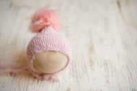 Image 1 of Piglet Pink pixie faux fur bonnet 