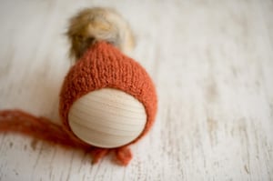 Image of Pumpkin pixie faux fur Pom bonnet 