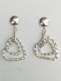 Double silver hanging hearts