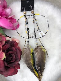 Image 1 of Large hoop feather earrings 