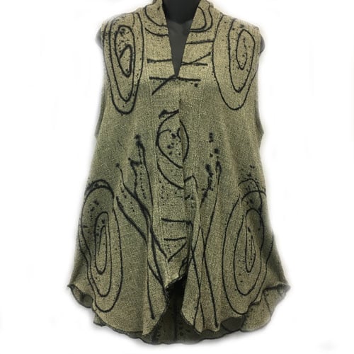 Image of Shawl collar Vest - eco-friendly rayon - hand painted Exuberance design