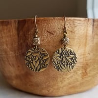 Image 2 of Bronze Leaf Textured Earrings