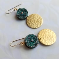 Image 1 of Hammered Brass Coin Earrings