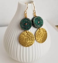 Image 2 of Hammered Brass Coin Earrings