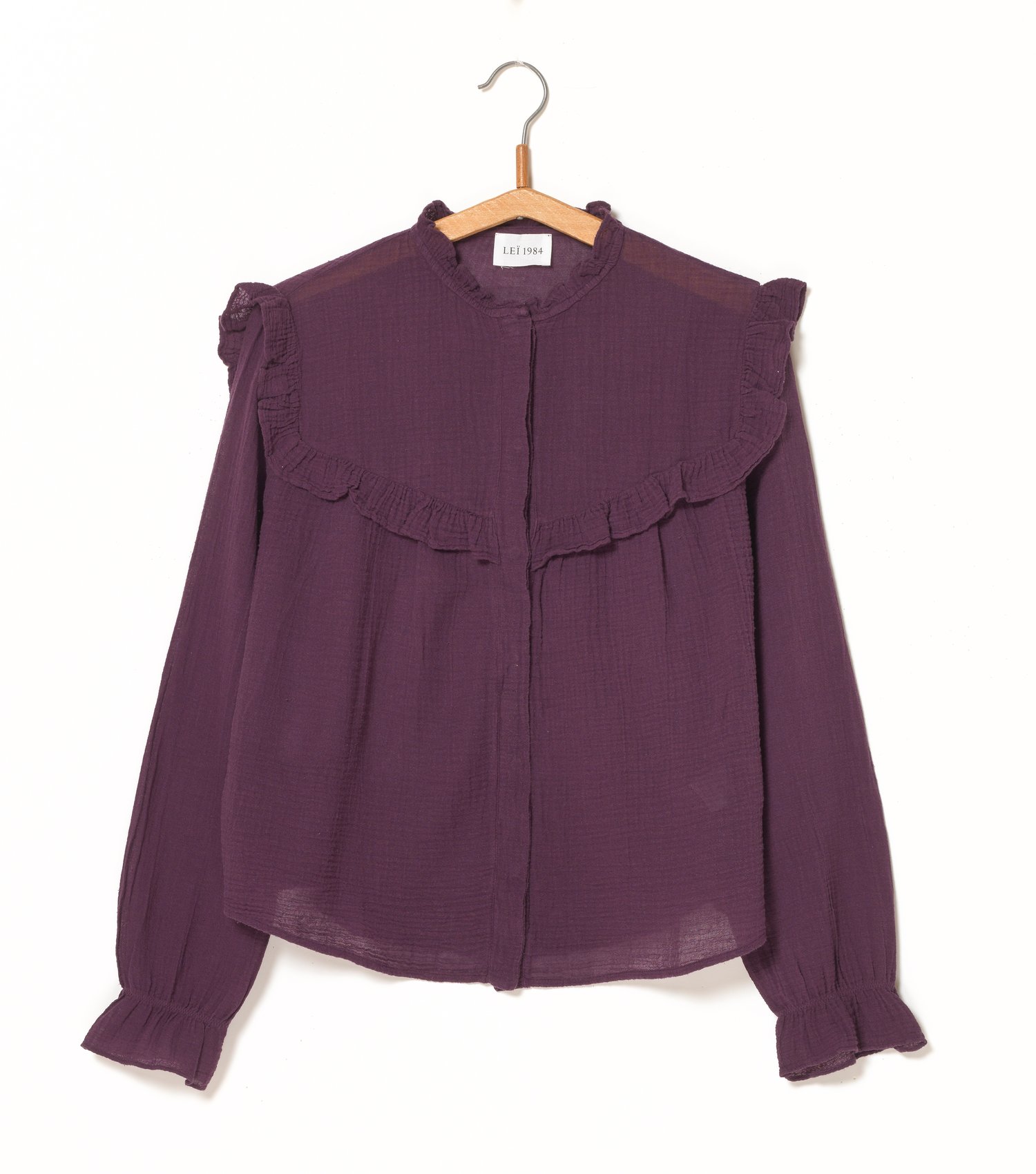 Image of Blouse volantée gaze de coton SUZANNE Ivoire 145€ -50%