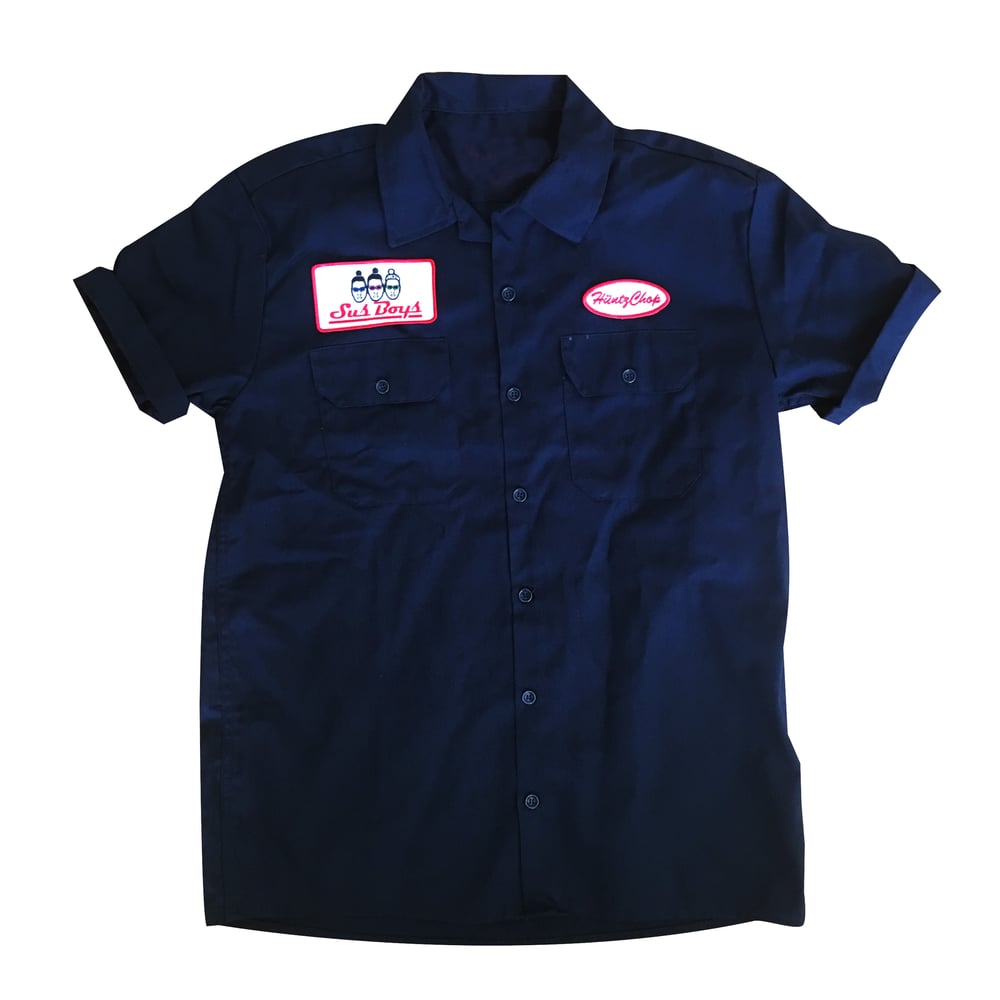 Mechanic Shop Button Up Shirt Khaki Brown | Huntz Chop