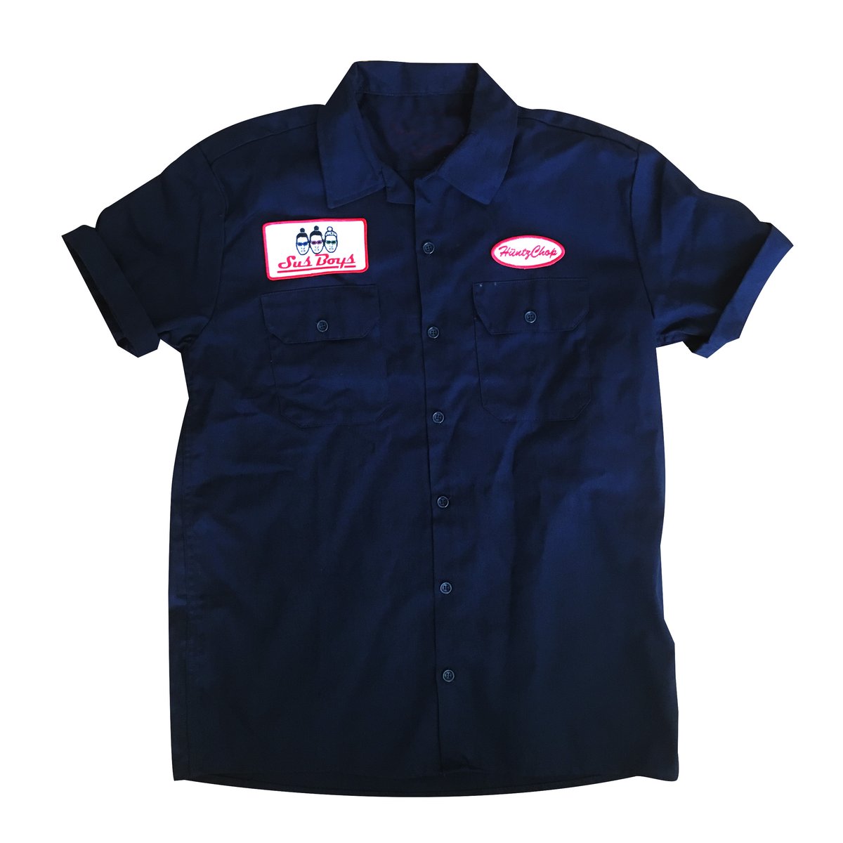 Mechanic Shop Button Up Shirt Navy | Huntz Chop