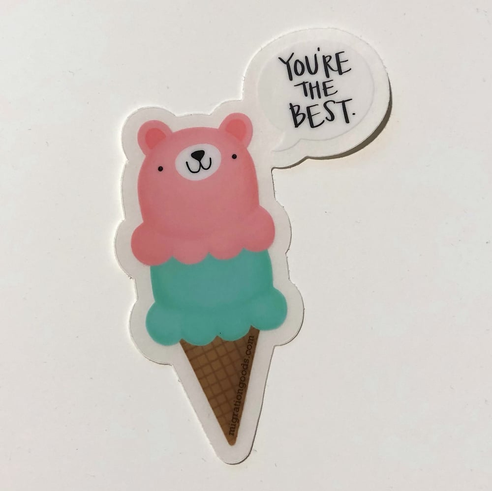 Image of BEST bear cone sticker *LOW STOCK*