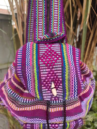 Image 2 of MALIA Mexican Baja woven fabric Backpack -PURPLE