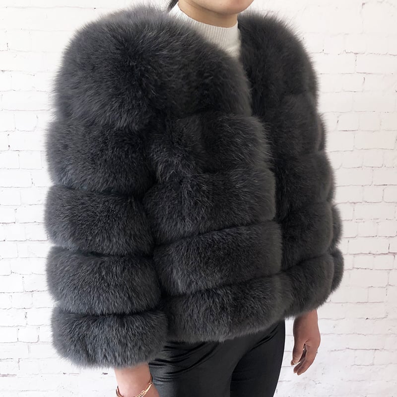 Short Black Fox Fur Jacket