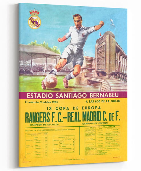 Image of Rangers v Real Madrid - Vintage 1963 Print