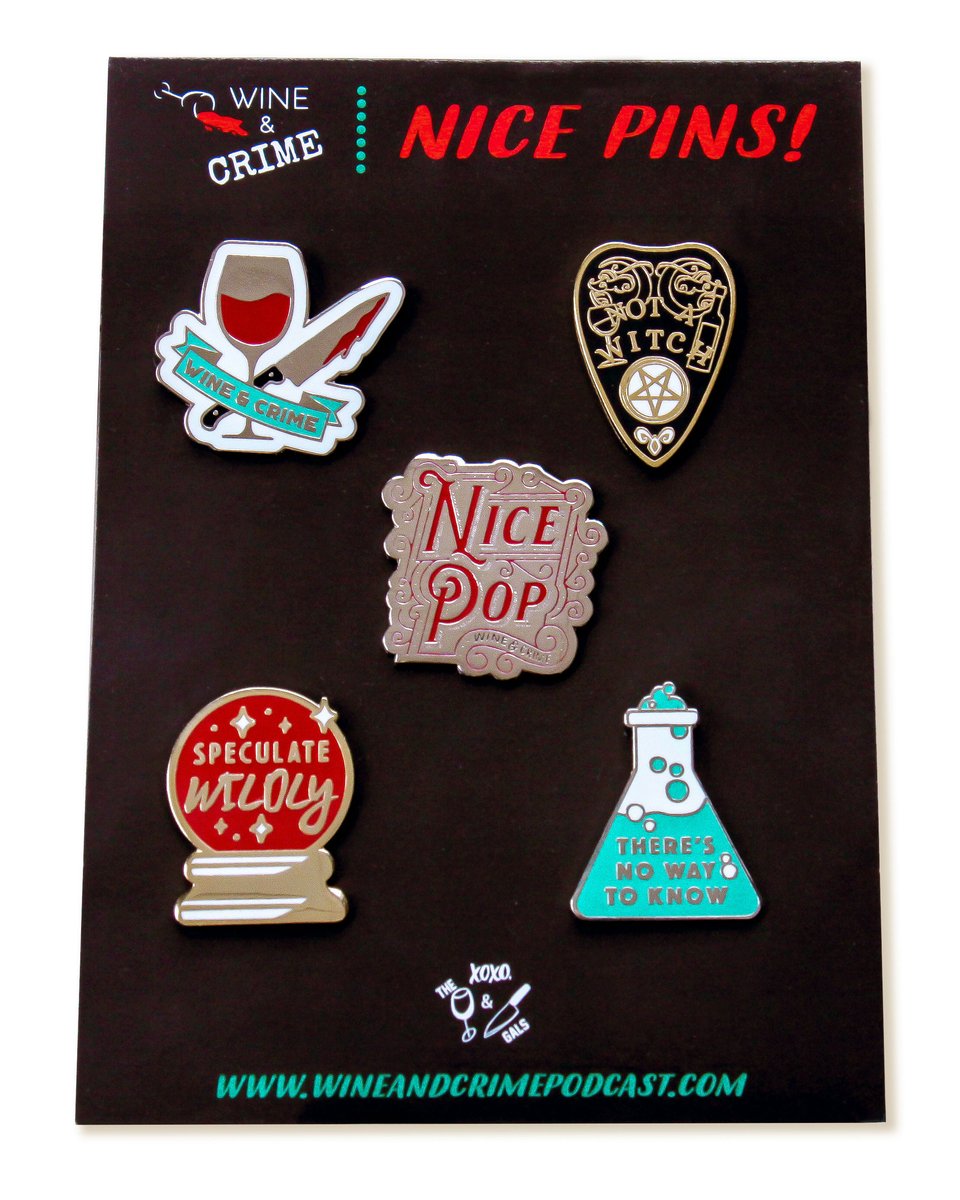 Wine & Crime Enamel Pin Set