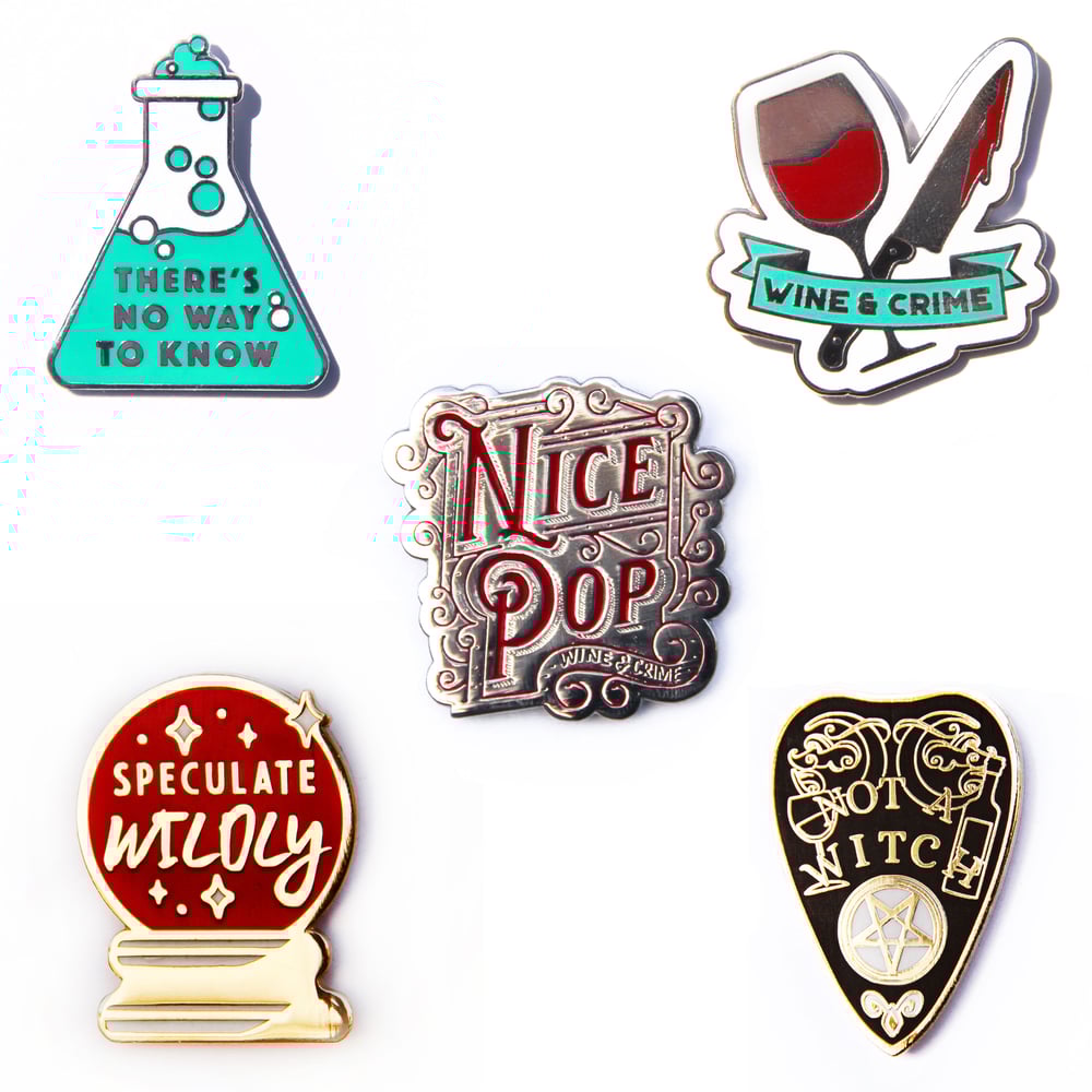 Image of Wine & Crime Enamel Pin Set