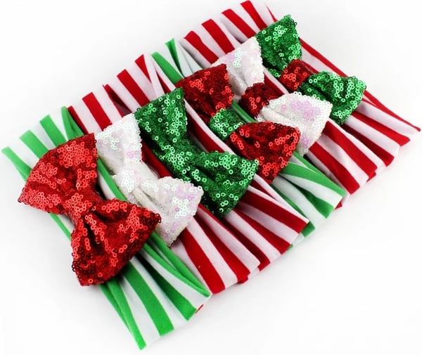 Image of ROCK BOTTOM BLOWOUT Christmas Headband with 4 Inch Sequin Bow- 6 choices