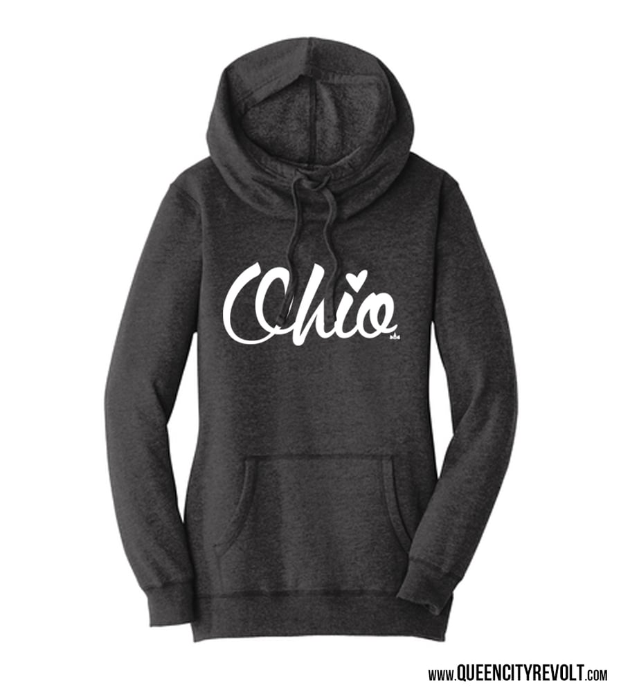 Image of Script Ohio Women's Lightweight Hoodie, Dark Grey