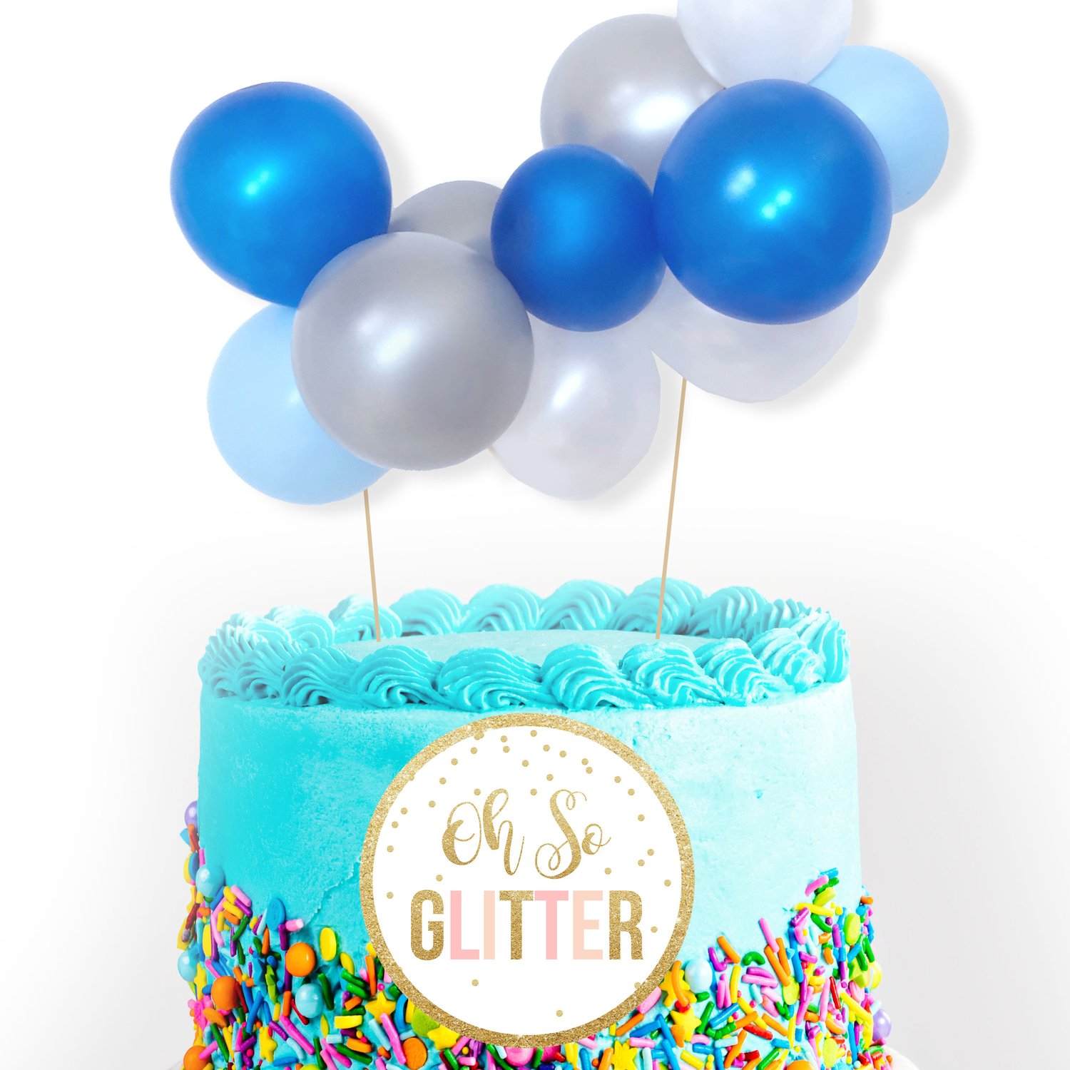 Image of Mini Balloon Cake Garland - Blue and Silver