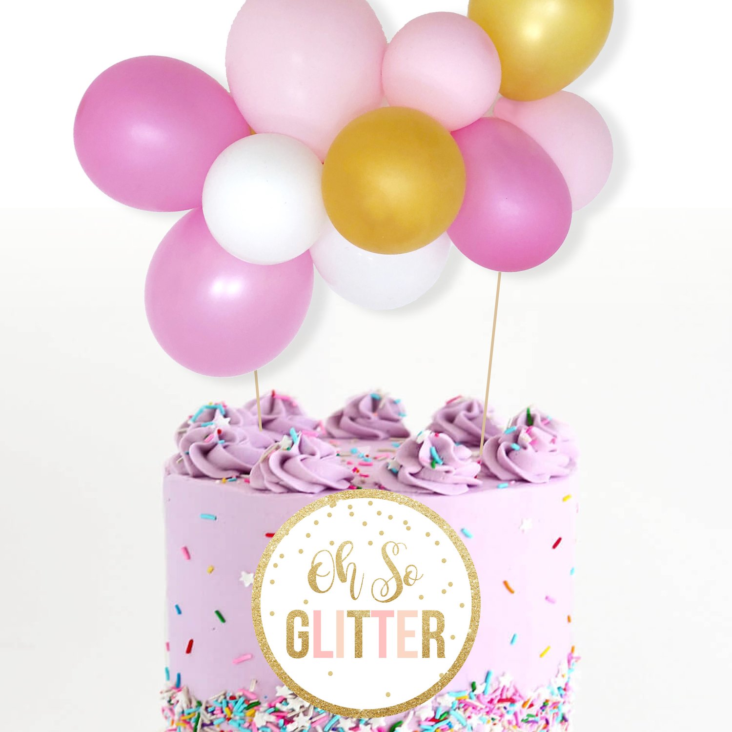 Image of Mini Balloon Cake Garland - Pink and Gold