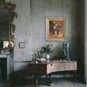 Image of 1940's, Swiss Painting, 'Rose Bouquet,' Karl Weber