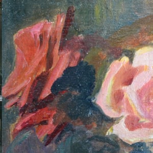 Image of 1940's, Swiss Painting, 'Rose Bouquet,' Karl Weber