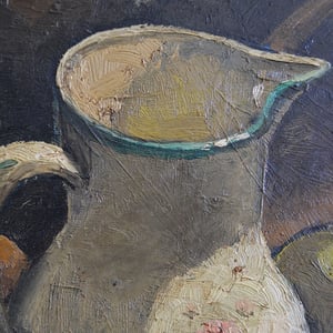 Image of 1950's  French Still Life, 'Jug and Apples.' Marie-Louise MARESCQ 