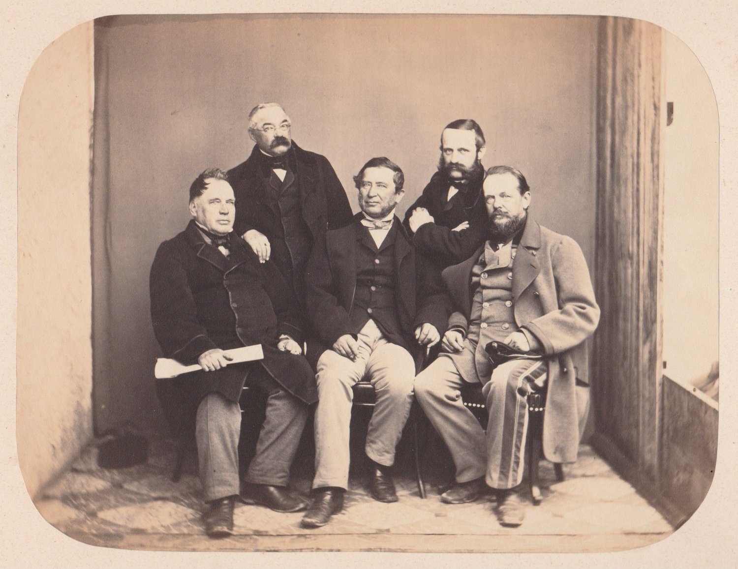 Image of Albumen portrait of five men, ca. 1860