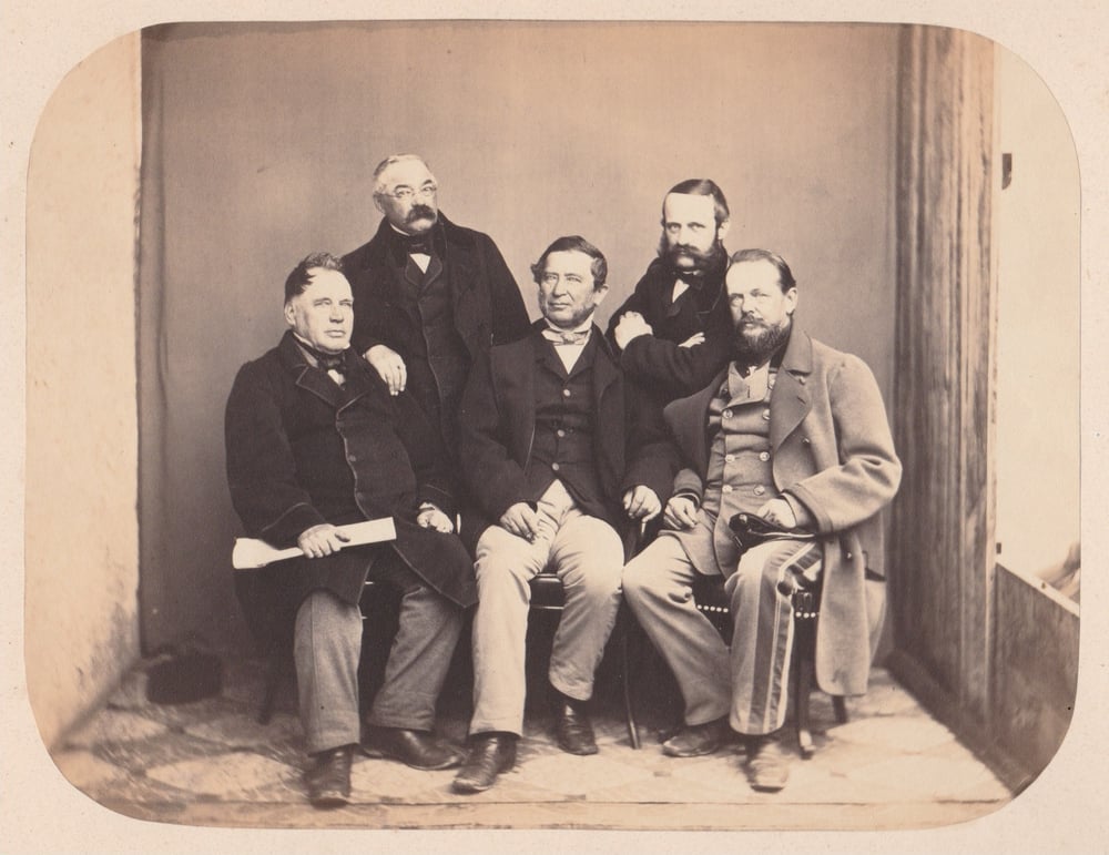 Image of Albumen portrait of five men, ca. 1860